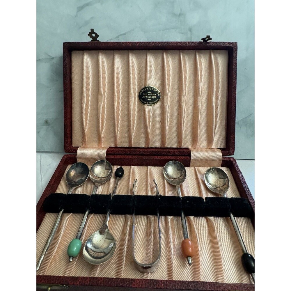 Vintage Sheffield England EPNS Silver Plated Cocktail Spoon Set Boxed 6 Pieces